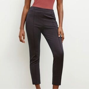 MM Lafleur NWT Cropped, Colby Pant - Stretch Foulard Knit, Navy Multi, Size 0